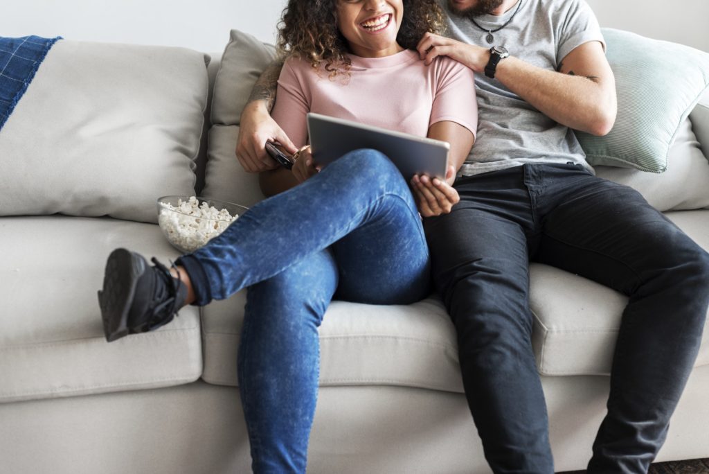 Couple relaxing at home